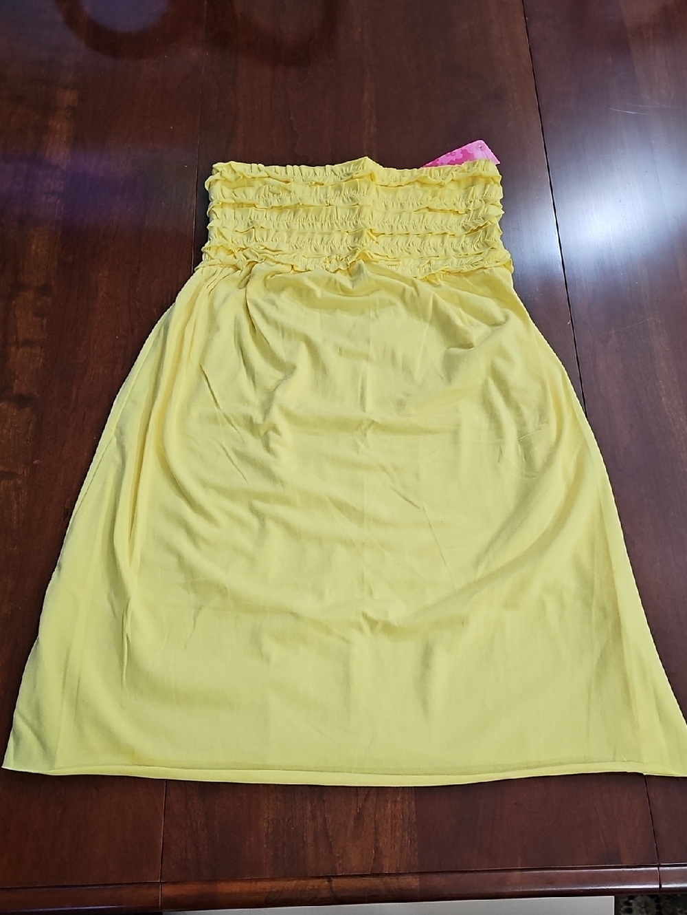 Xhilaration Yellow Ruffled Strapless Swim Cover Up